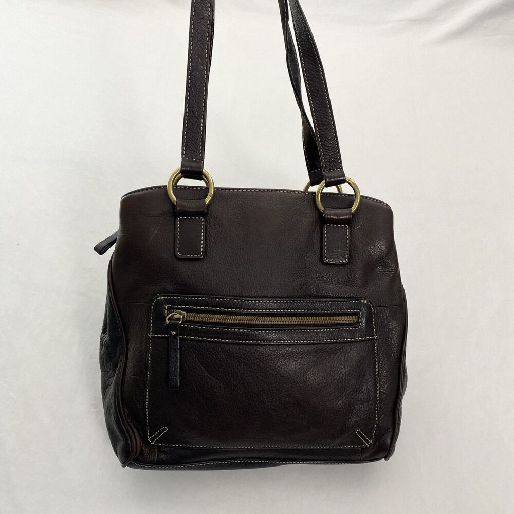 Gianni Bernini Leather Purse Shoulder Bag Organizer Brown Medium Minimalist